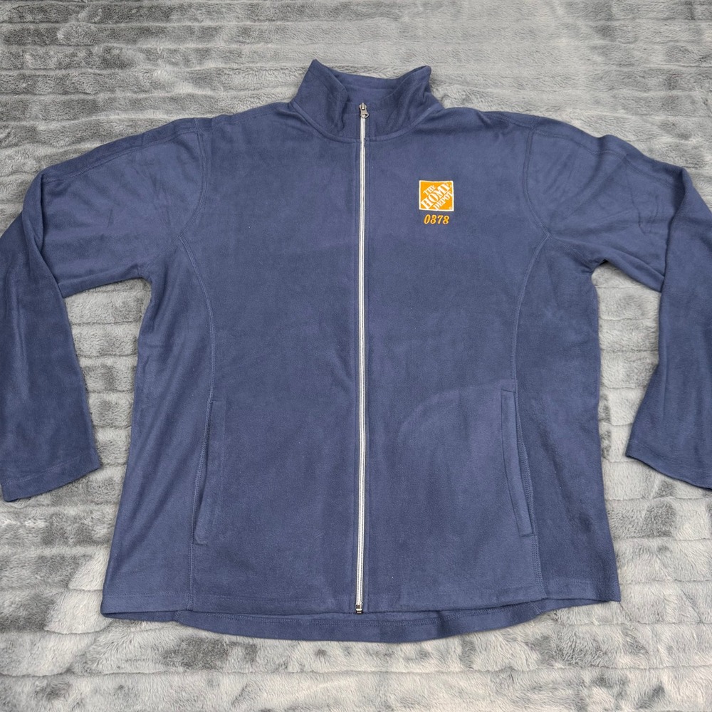 Port Authority Mens Home Depot Fleece Jacket Navy Blue Full Zip Size L 0378 Logo